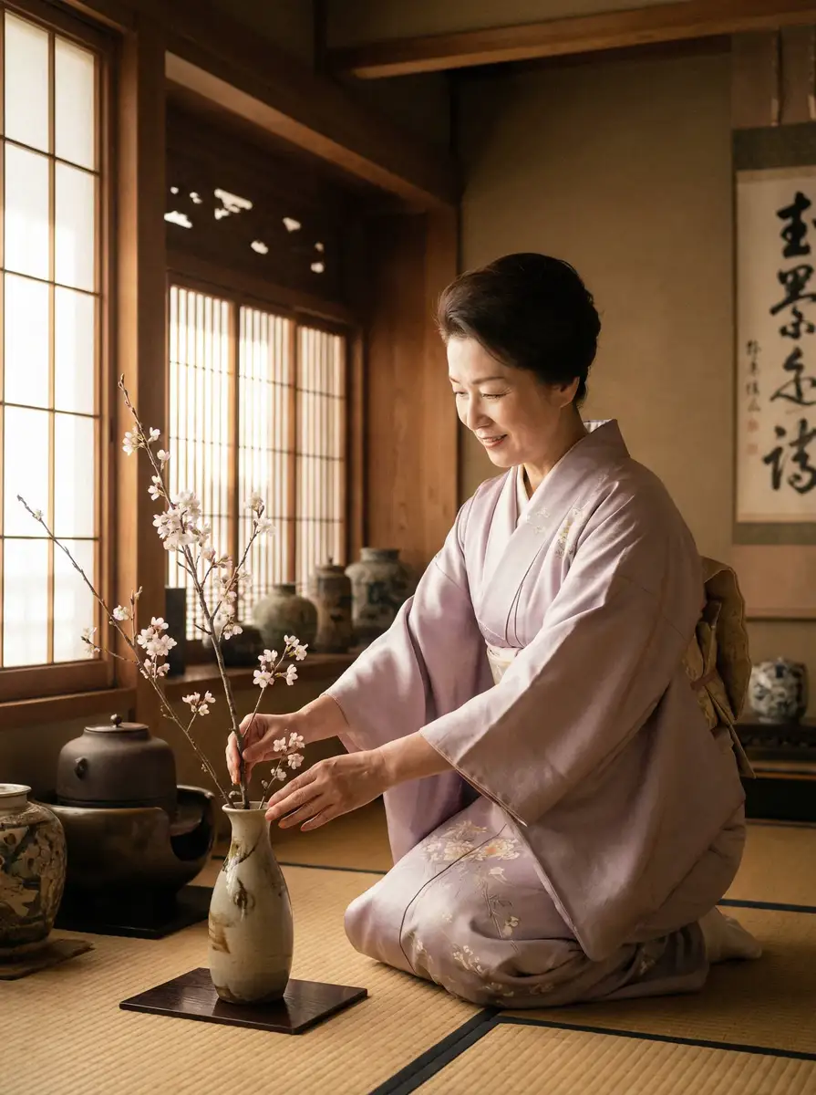 一位优雅的 四虎视频 - 免费影视大全 | 四虎视频高清在线观看 | 优质资源每日推荐 在和室中插花